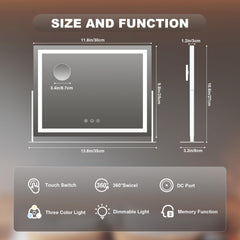 Hasipu vanity mirror color temperature and brightness adjustability supports day-to-night makeup