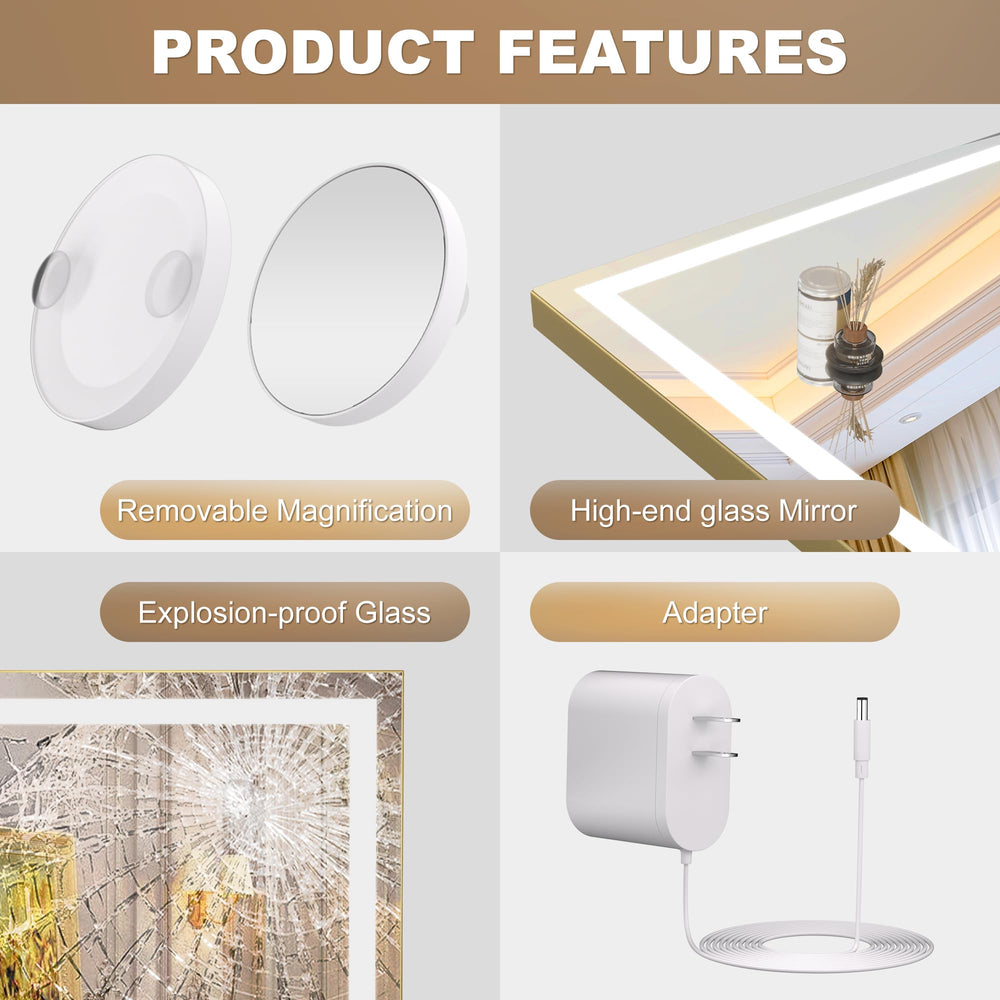 Hasipu 32x22 inch gold-framed vanity mirror enhances any vanity