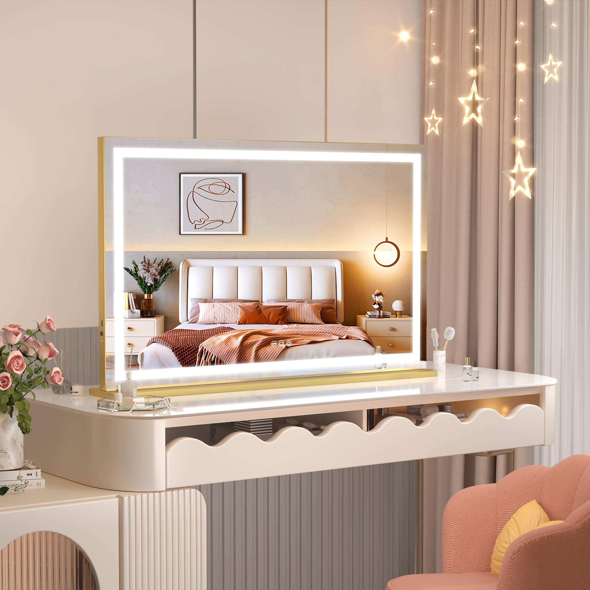 Hasipu vanity mirror detachable base for easy table-top use