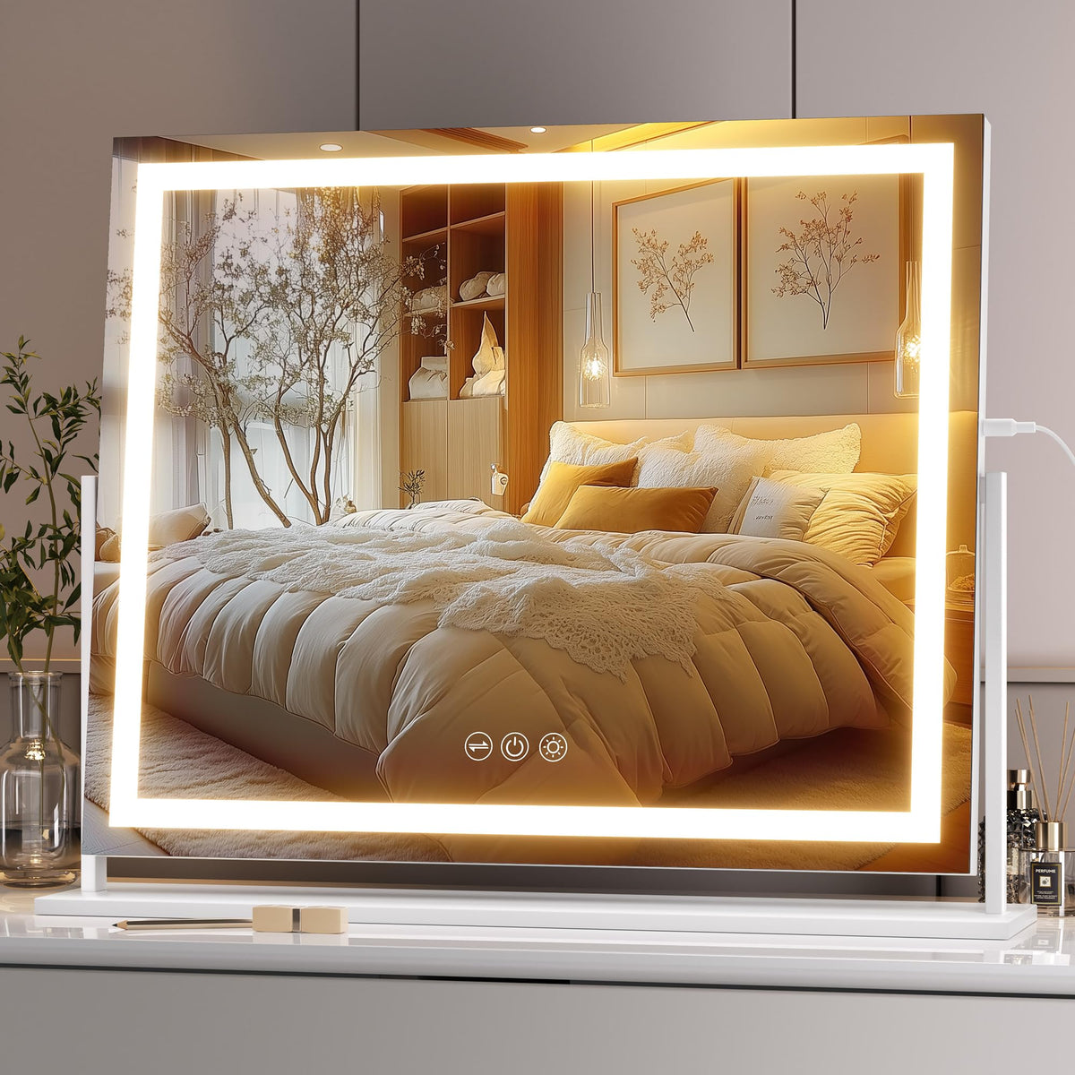 Hasipu vanity mirror lights front view for even makeup lighting