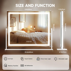 Hasipu vanity mirror illuminated with bright, natural glow
