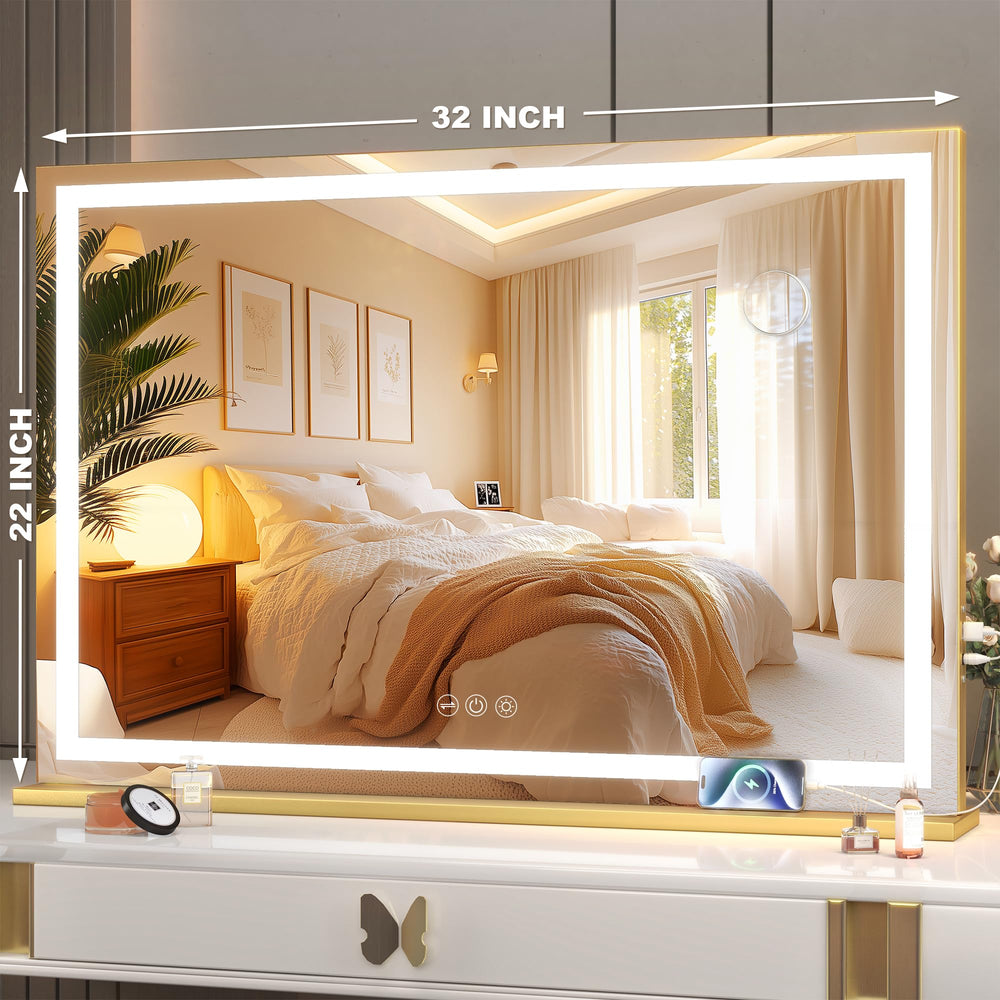 Hasipu vanity mirror LED strip detail showing bright even illumination