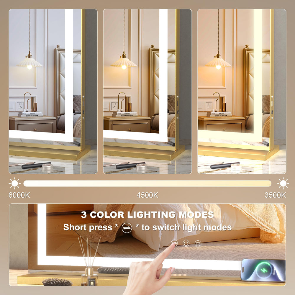Hasipu vanity mirror touch-control panel enabling quick color and brightness changes