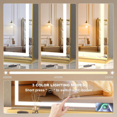 Hasipu vanity mirror touch-control panel enabling quick color and brightness changes