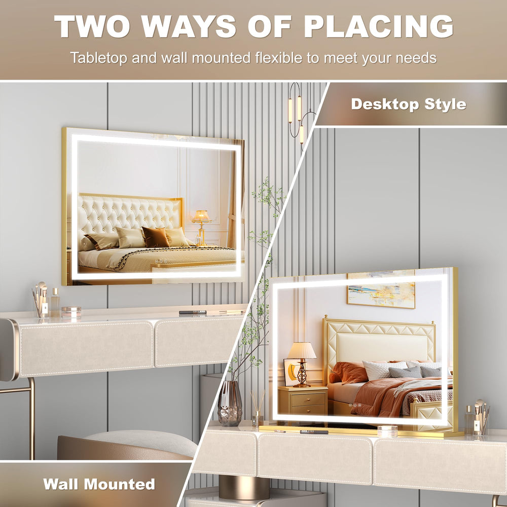 Hasipu vanity mirror wall-mount and table-top setup for flexible placement