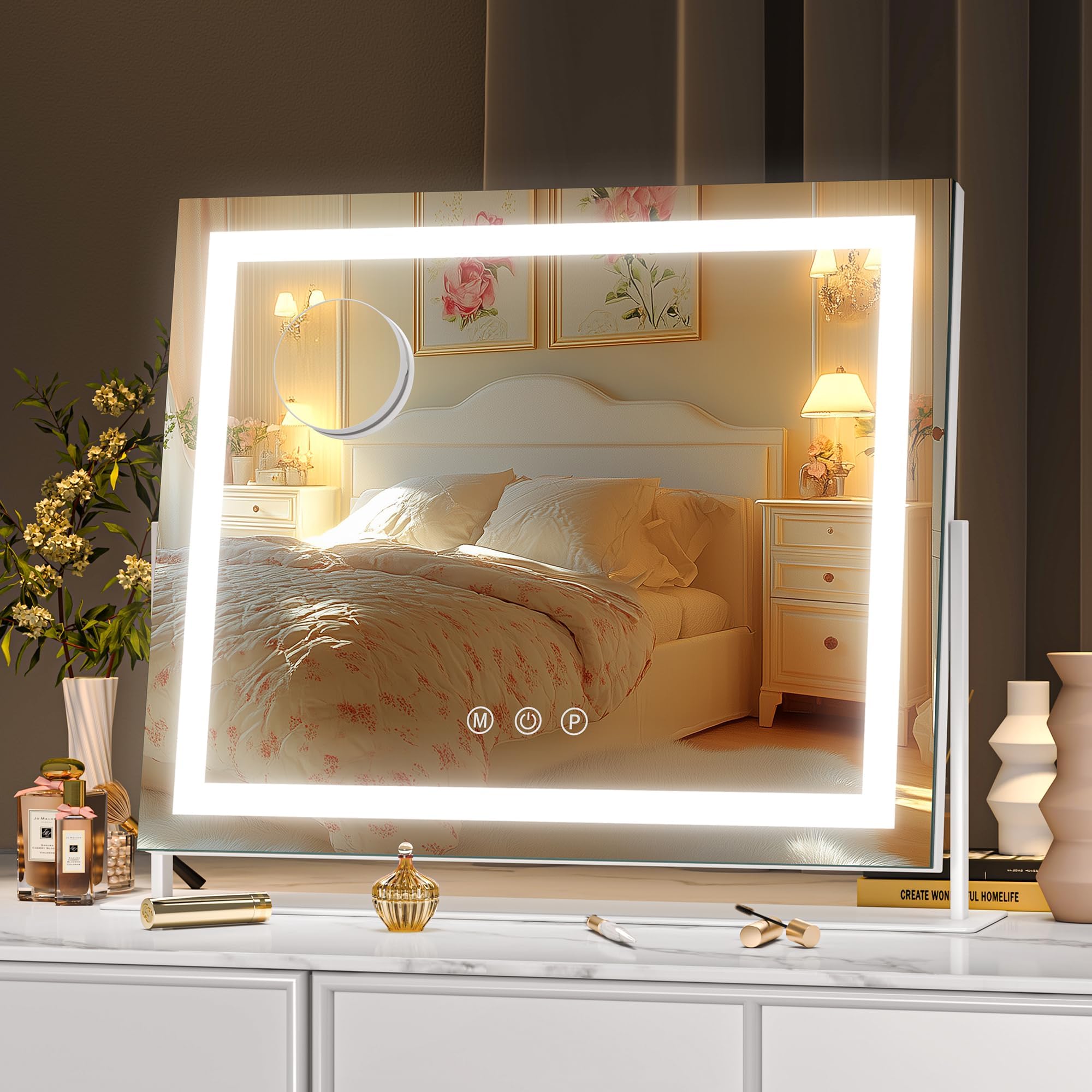 Hasipu vanity mirror slim white design fits any vanity
