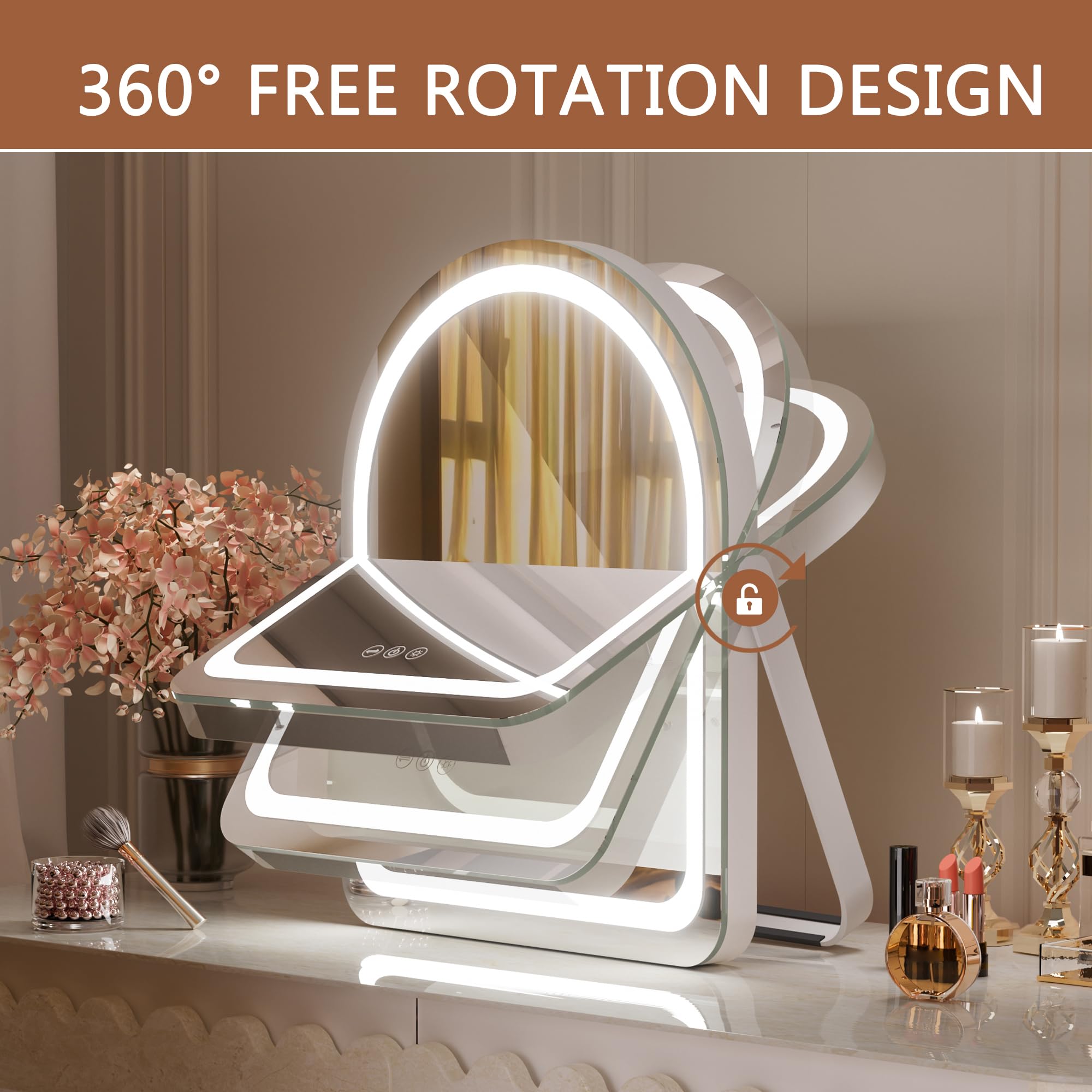 Hasipu vanity mirror smart touch control keeps brightness and color at your fingertips