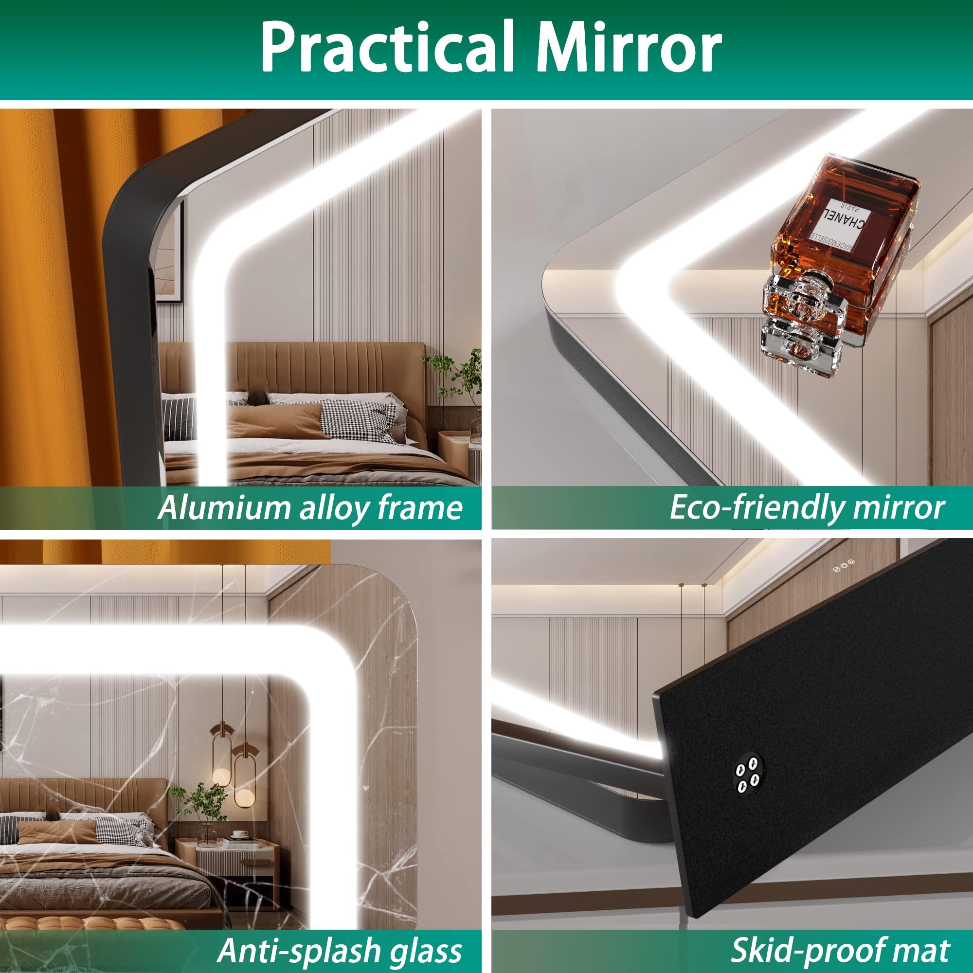 Hasipu vanity mirror offers three color temperatures for any makeup scene.
