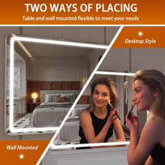 Hasipu vanity mirror wall-mount option saves desk space and clean setup.