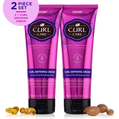 HASK 2pc bundle display at bathroom vanity for daily curl routine.