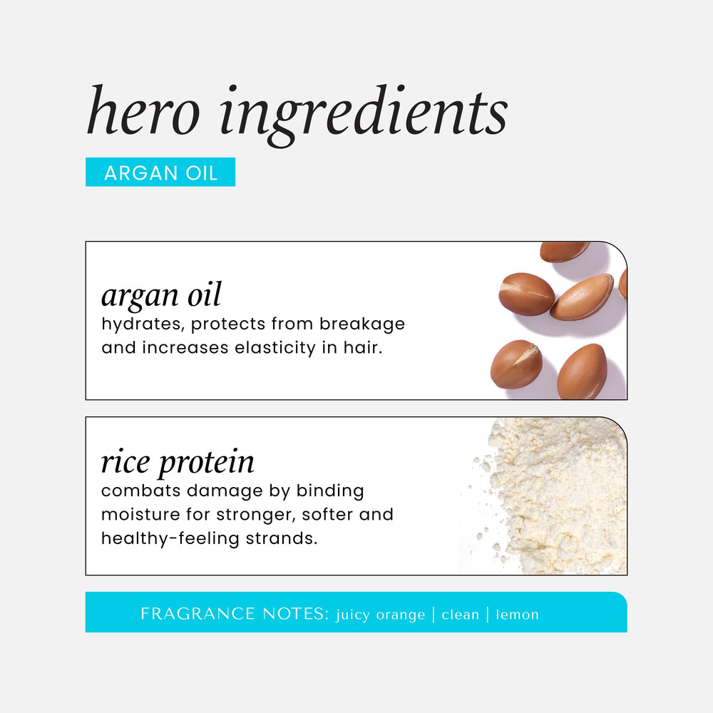 HASK Argan Oil Leave-In bottle on hair for smooth shine.