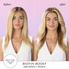 HASK Biotin Boost Conditioner bottle hints at strengthening thicker strands
