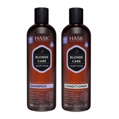 HASK Blonde Care Shampoo bottle highlights sulfate-free formula for color-safe cleansing.