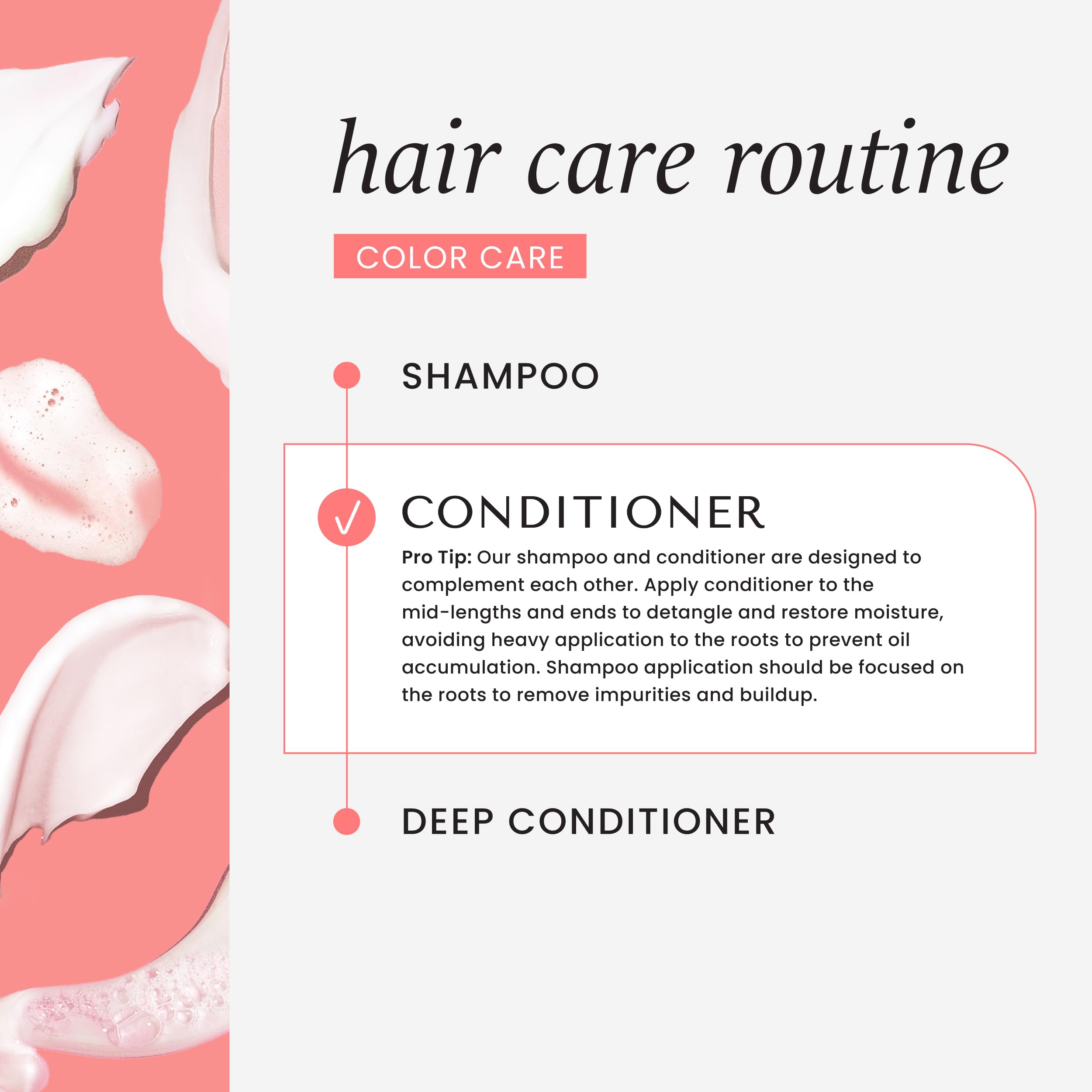 HASK Color Care on wet hair demonstrates smooth rinse off and refreshed feel.