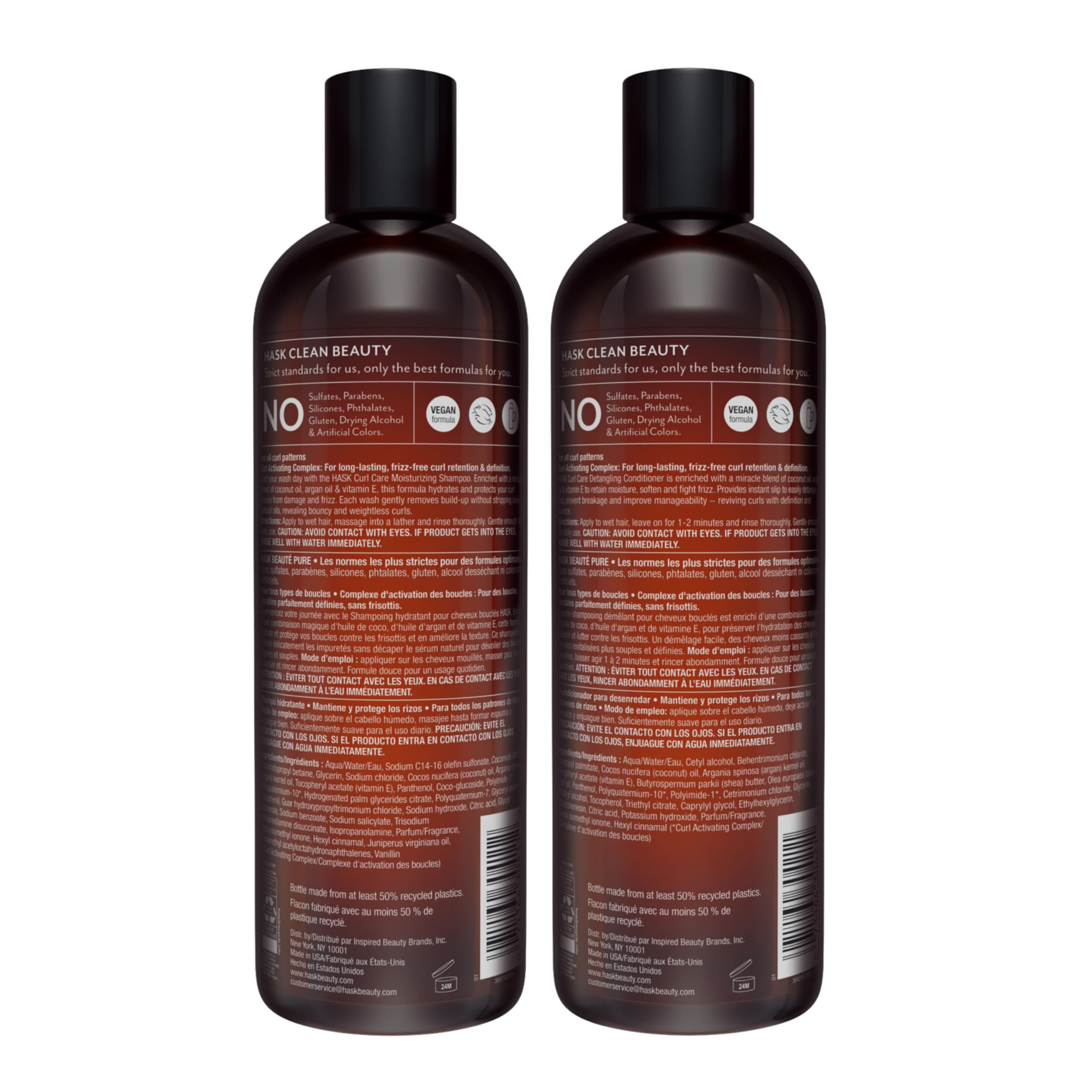 HASK color-safe-icon badge suggests color protection for treated curls.