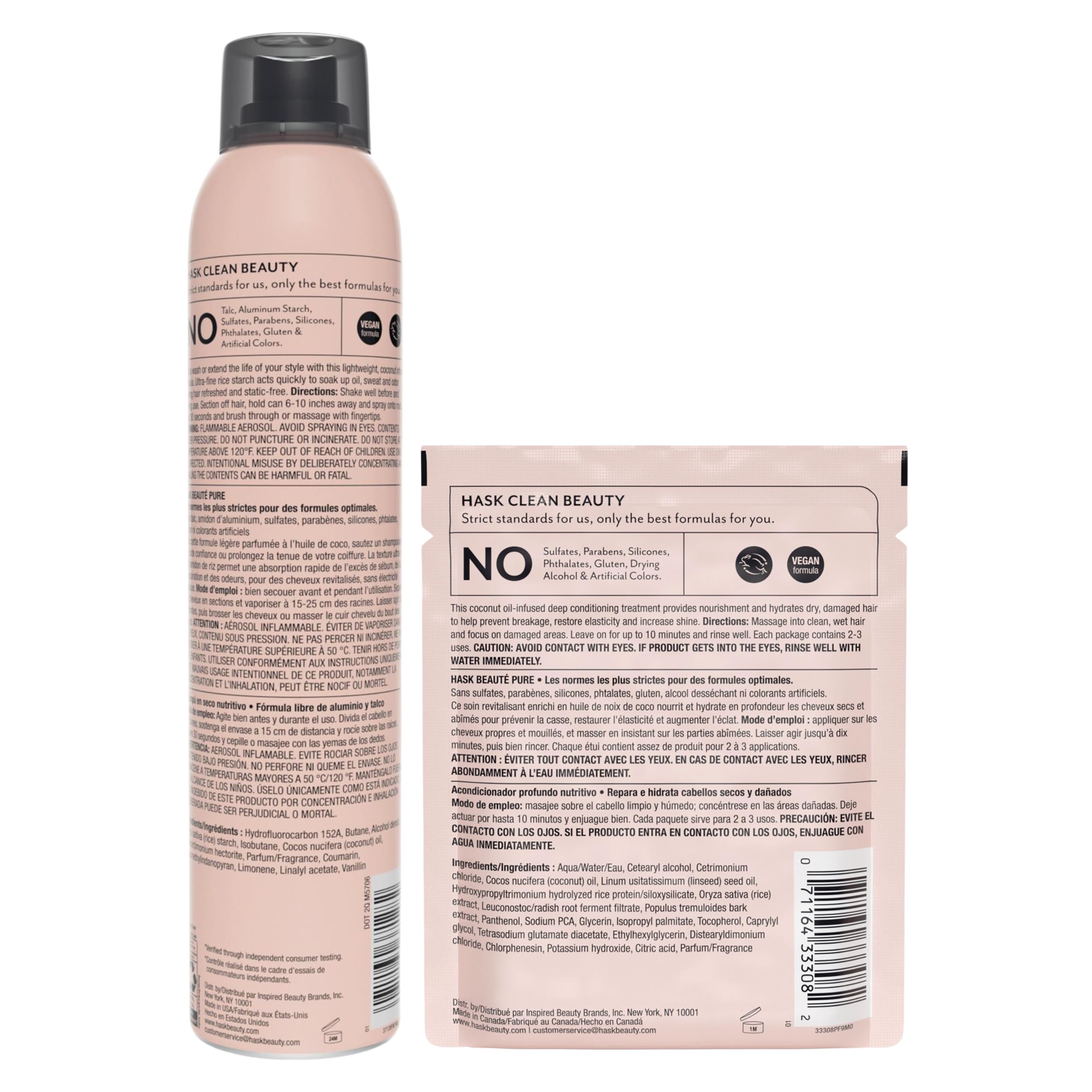 HASK color safe packaging communicates sulfate-free and paraben-free benefits.