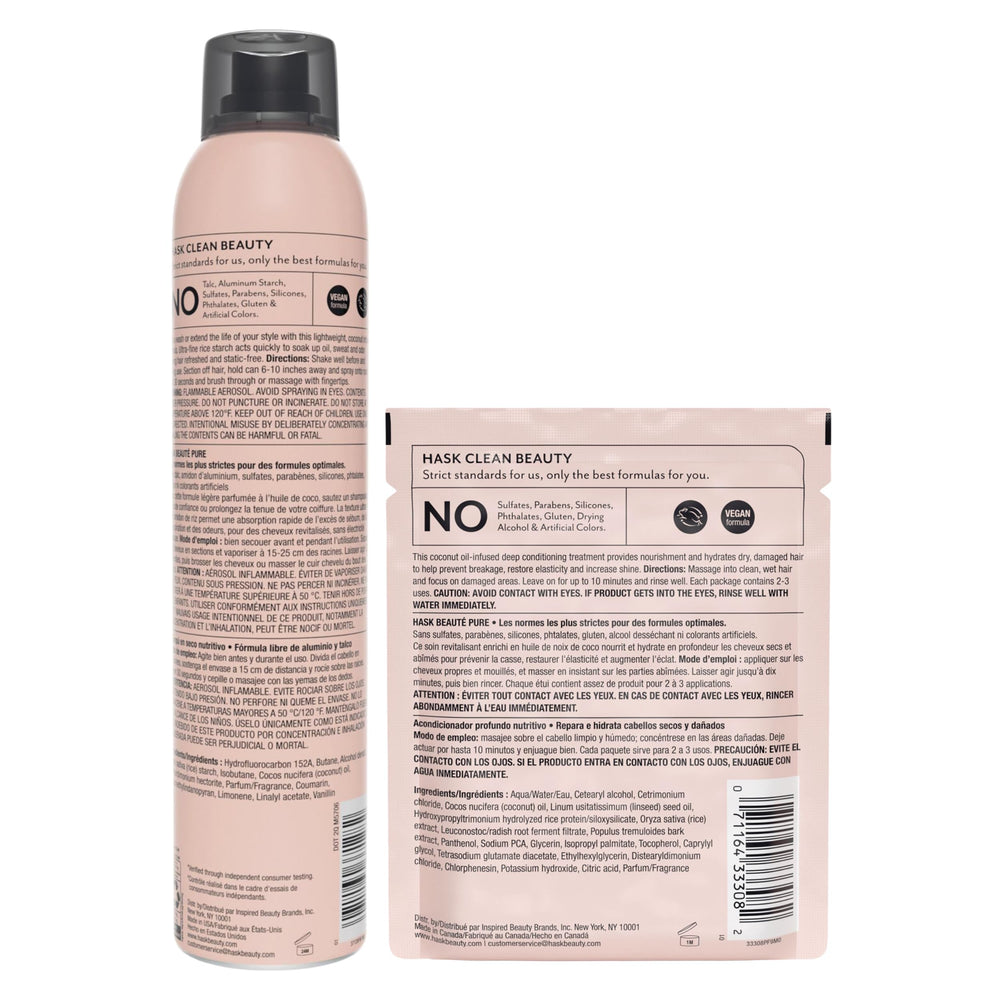 HASK color safe packaging communicates sulfate-free and paraben-free benefits.