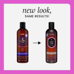 HASK Curl Care Conditioner bottle emphasizes emollients for smoother detangling.