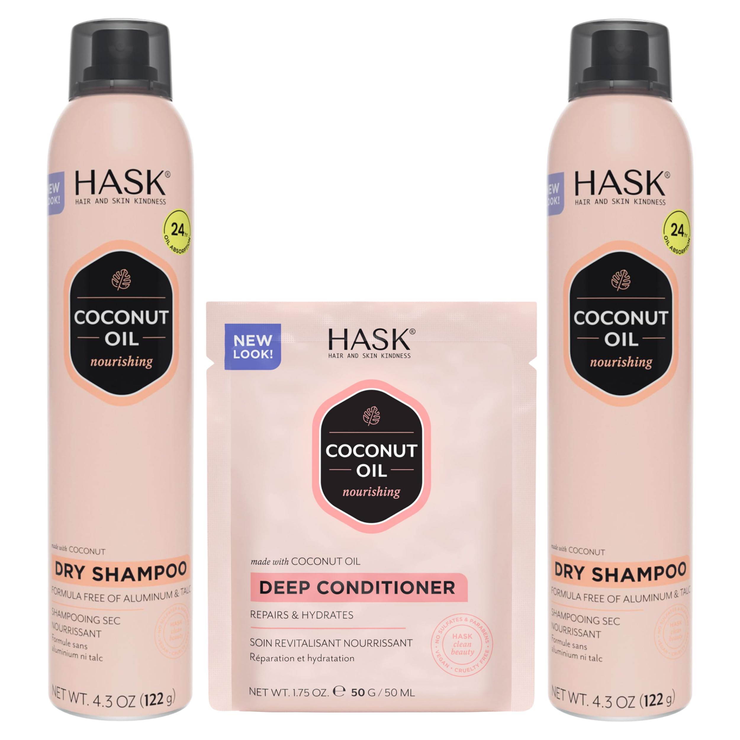 HASK dry shampoo duo bottles offer quick refresh and volume boost for second-day hair.