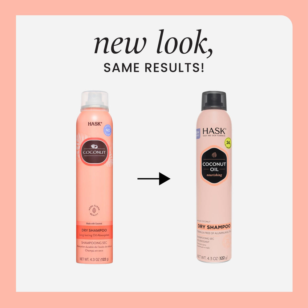 HASK dry shampoo duo front view highlights portable refreshing routine for busy mornings.