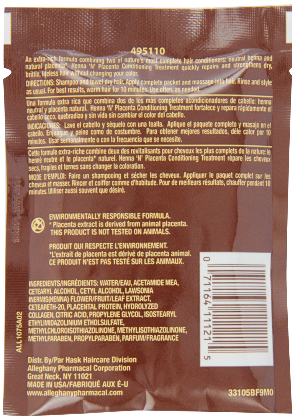 HASK Henna & Placenta packaging close-up highlighting premium formula for healthier, softer hair.