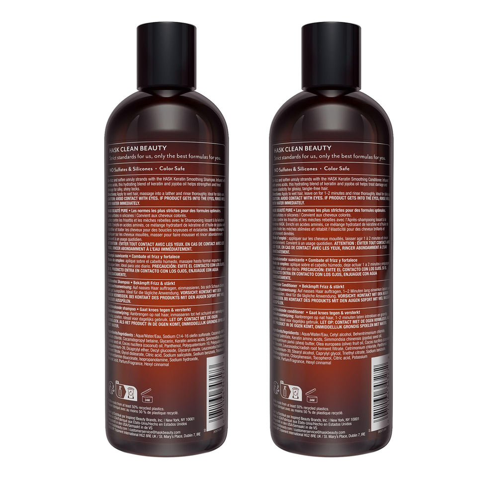 HASK Keratin Smoothing routine setup for daily hair care and frizz prevention.