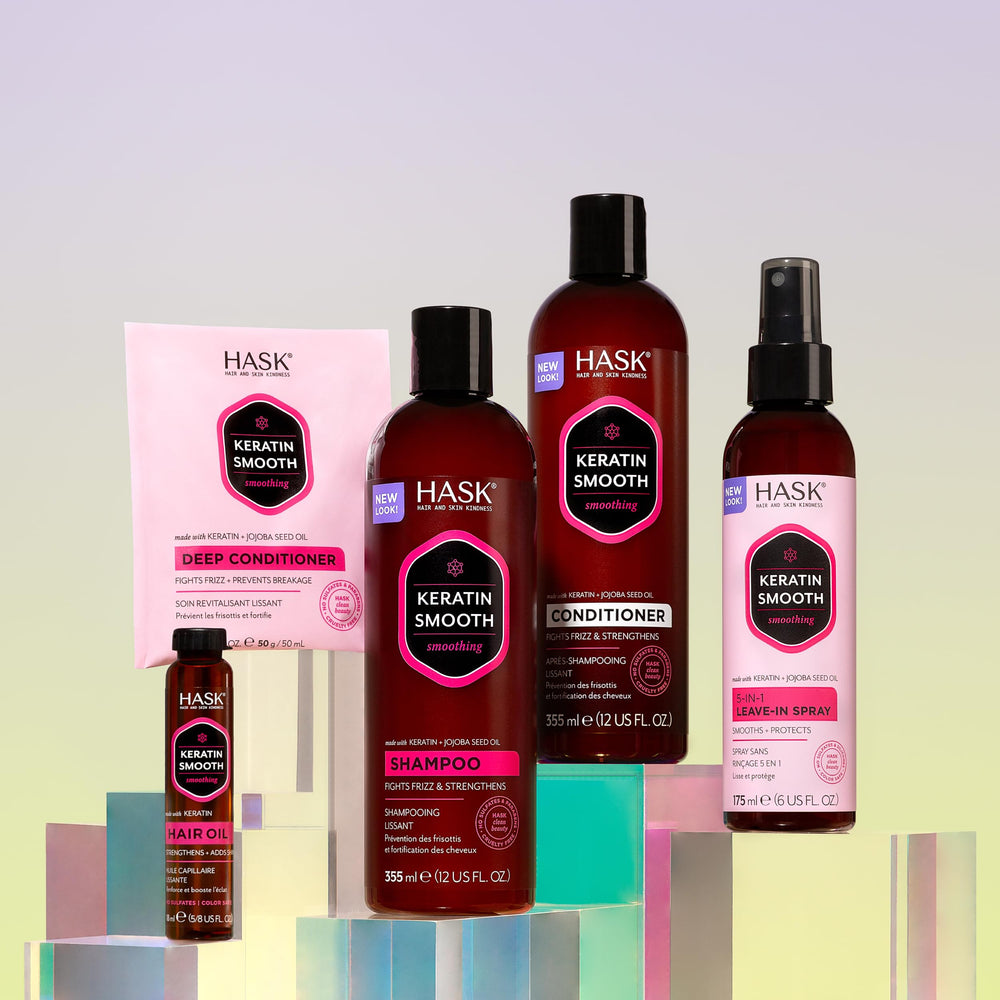 HASK Keratin Smoothing after-use hair with shine and bounce.