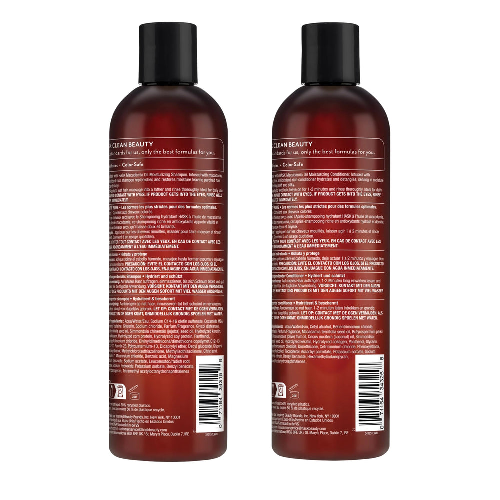 HASK Macadamia Oil sulfate-free label signals gentle cleansing