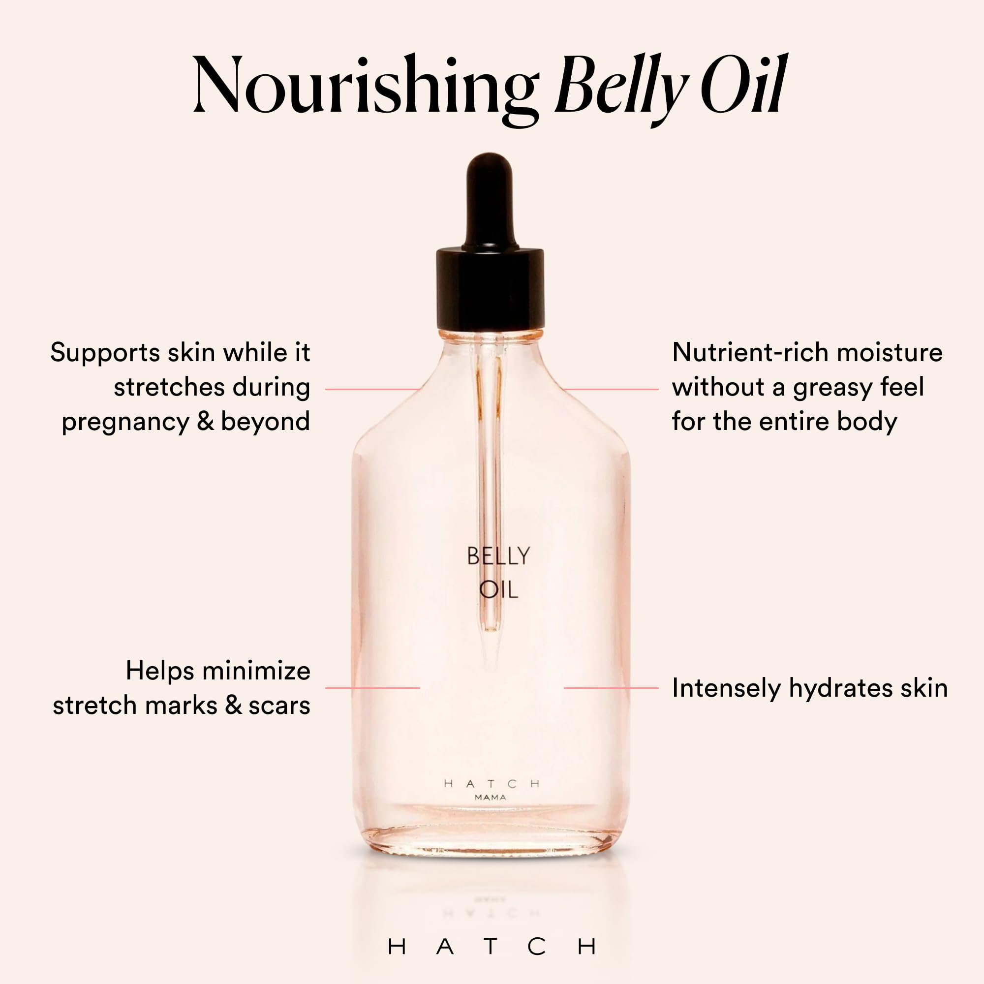 HATCH Belly Oil applying on belly with gentle massage for stretch support.