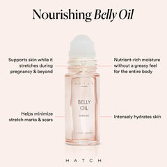 HATCH Belly Oil bottle with pump enables easy, mess-free application during pregnancy
