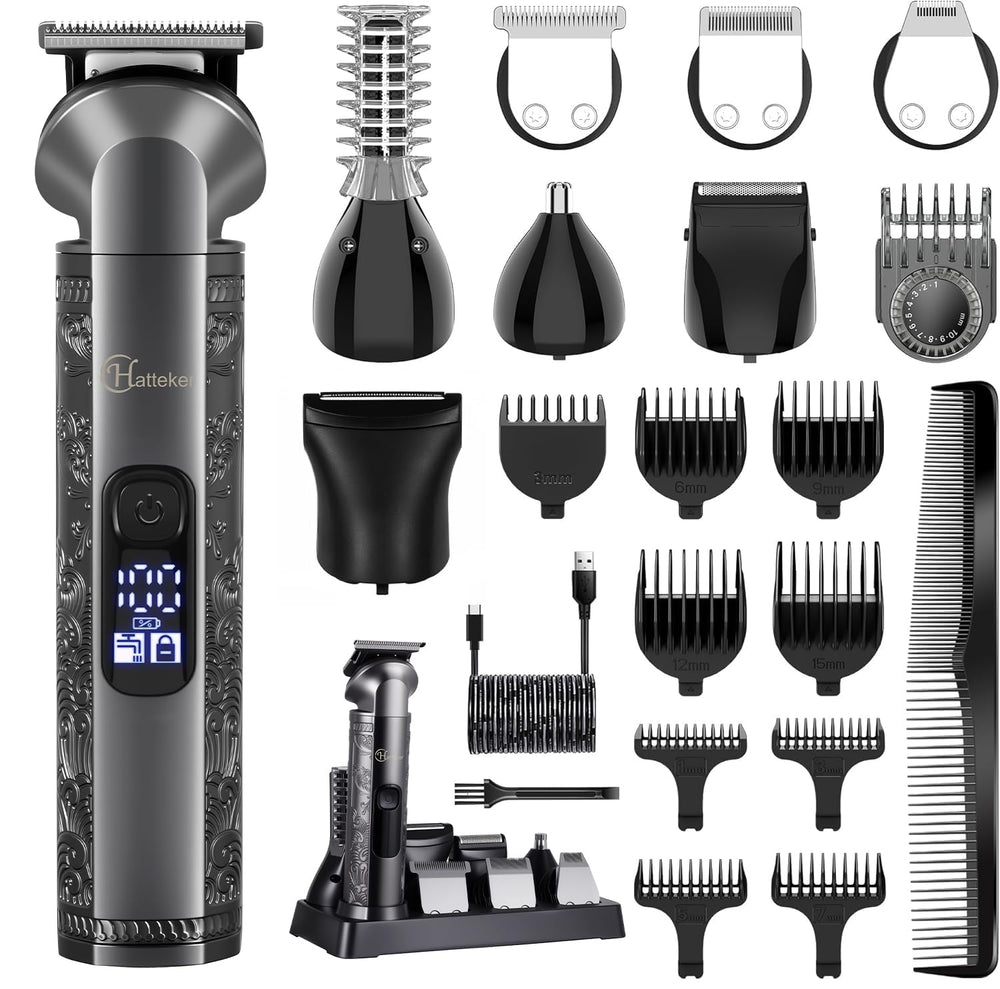 Hatteker 8-in-1 grooming kit front view showing compact all-in-one design for easy handling