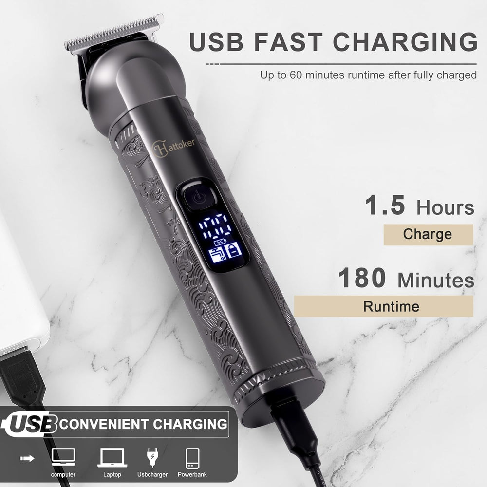 Hatteker USB-rechargeable battery with long runtime for cordless grooming