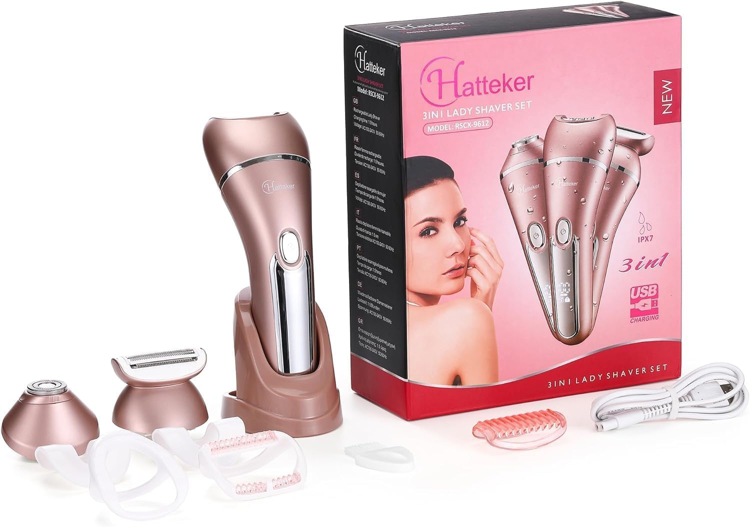 Hatteker compact bath-friendly shaver ideal for travel touch-ups.