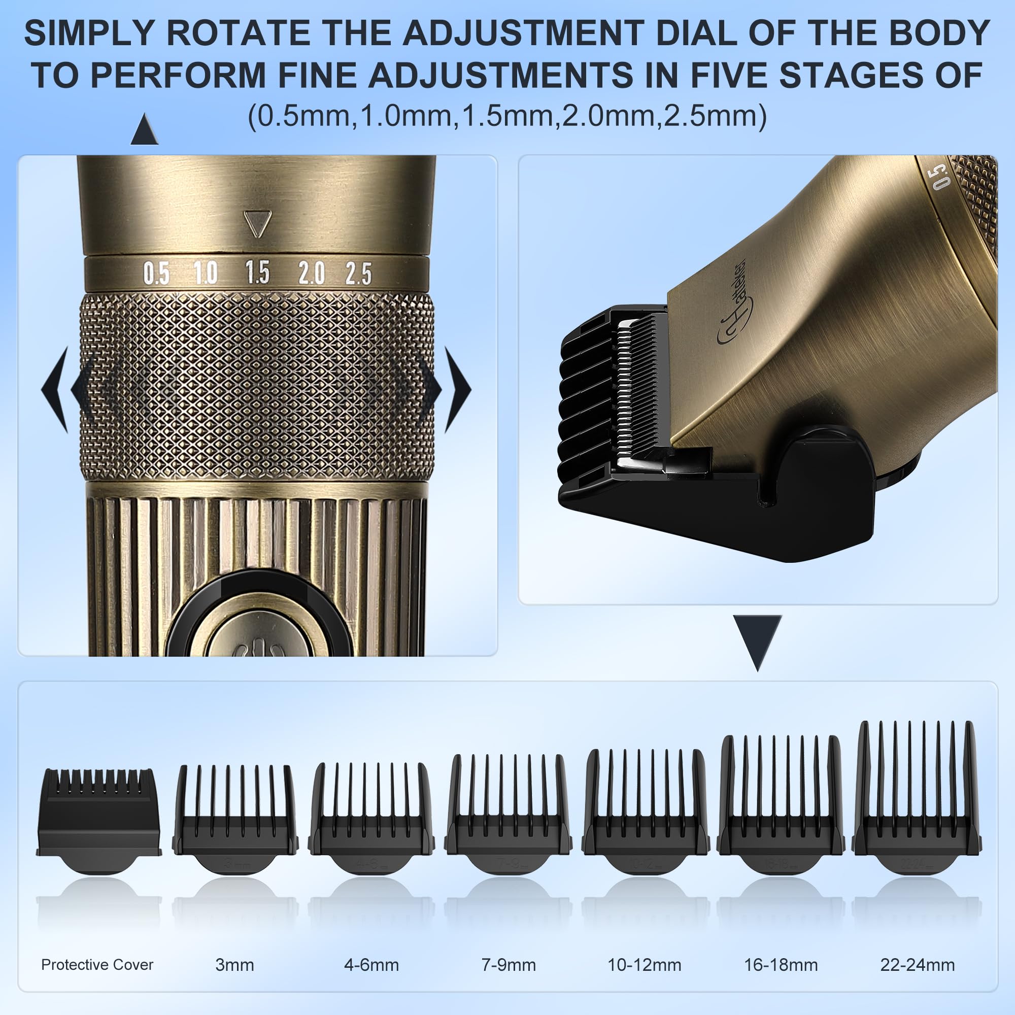 Hatteker detail trimmer with T-blade delivering sharp lines and precise edges.