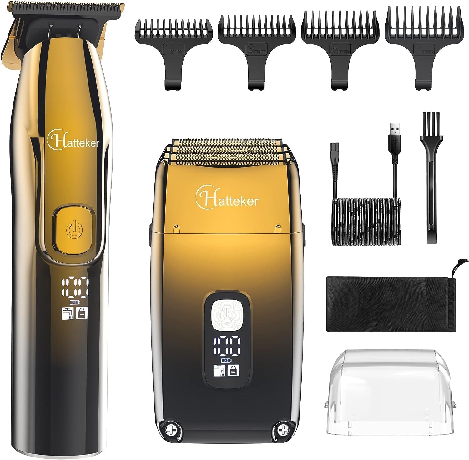 Hatteker foil shaver closeup shows precision for a smooth bald head finish.