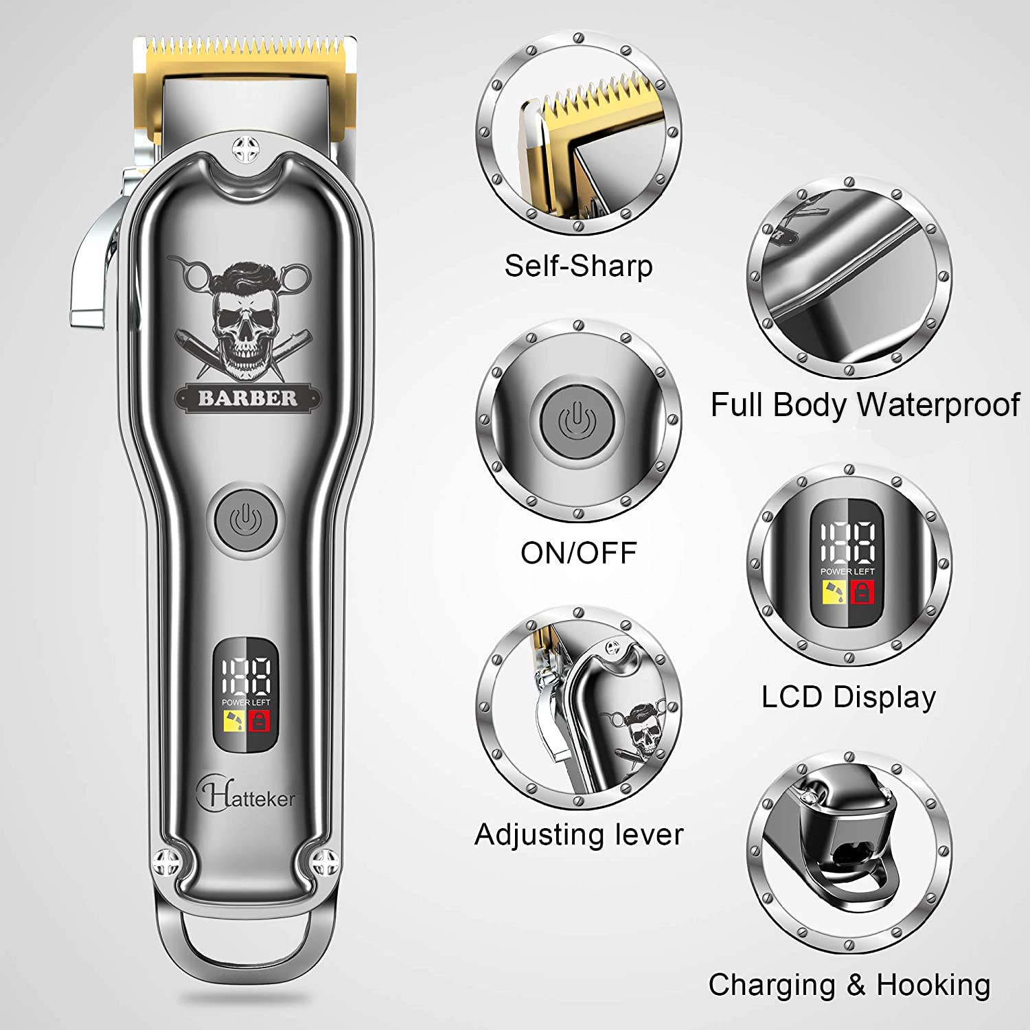 Hatteker Pro Hair Clipper adjustable length lever for customizable trimming lengths