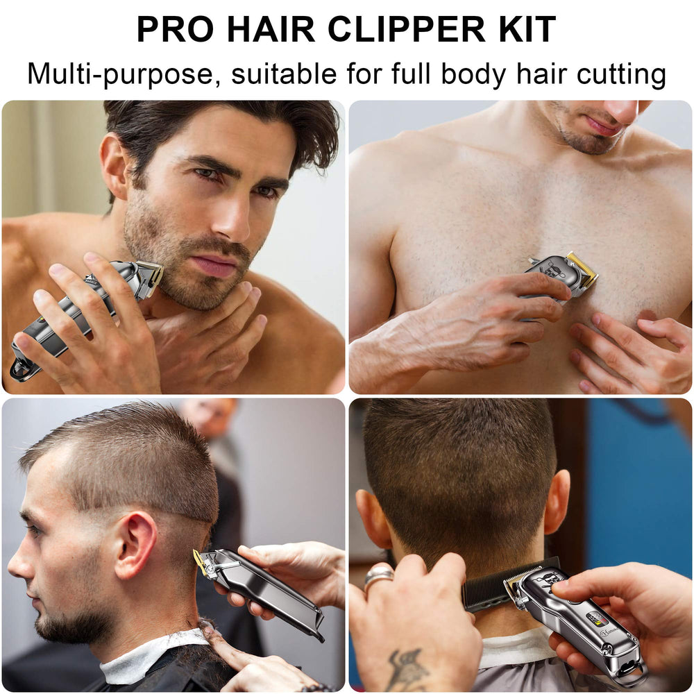 Hatteker Pro Hair Clipper USB charging with LCD display shows battery status