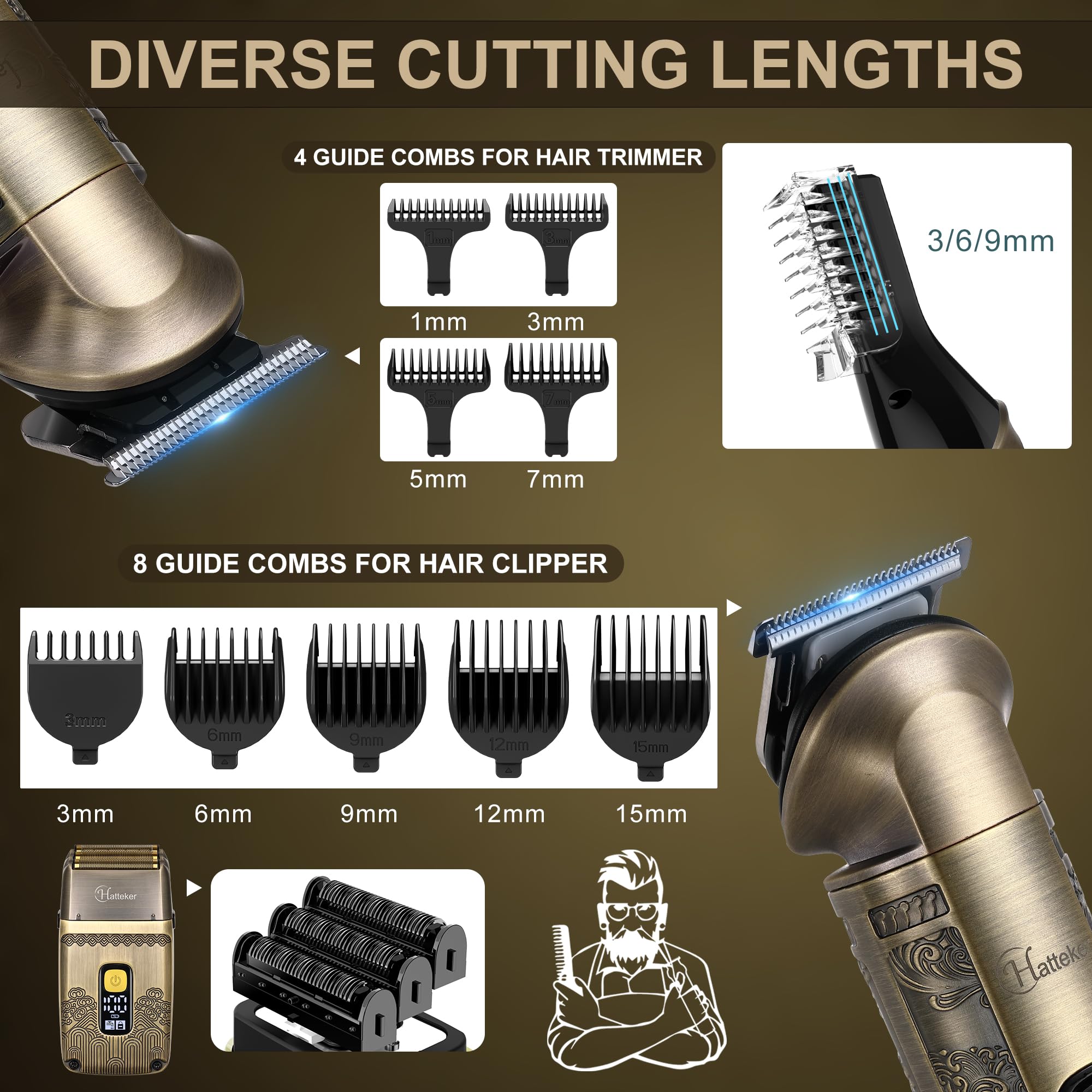 Hatteker triple-foil shaver for a smooth close finish