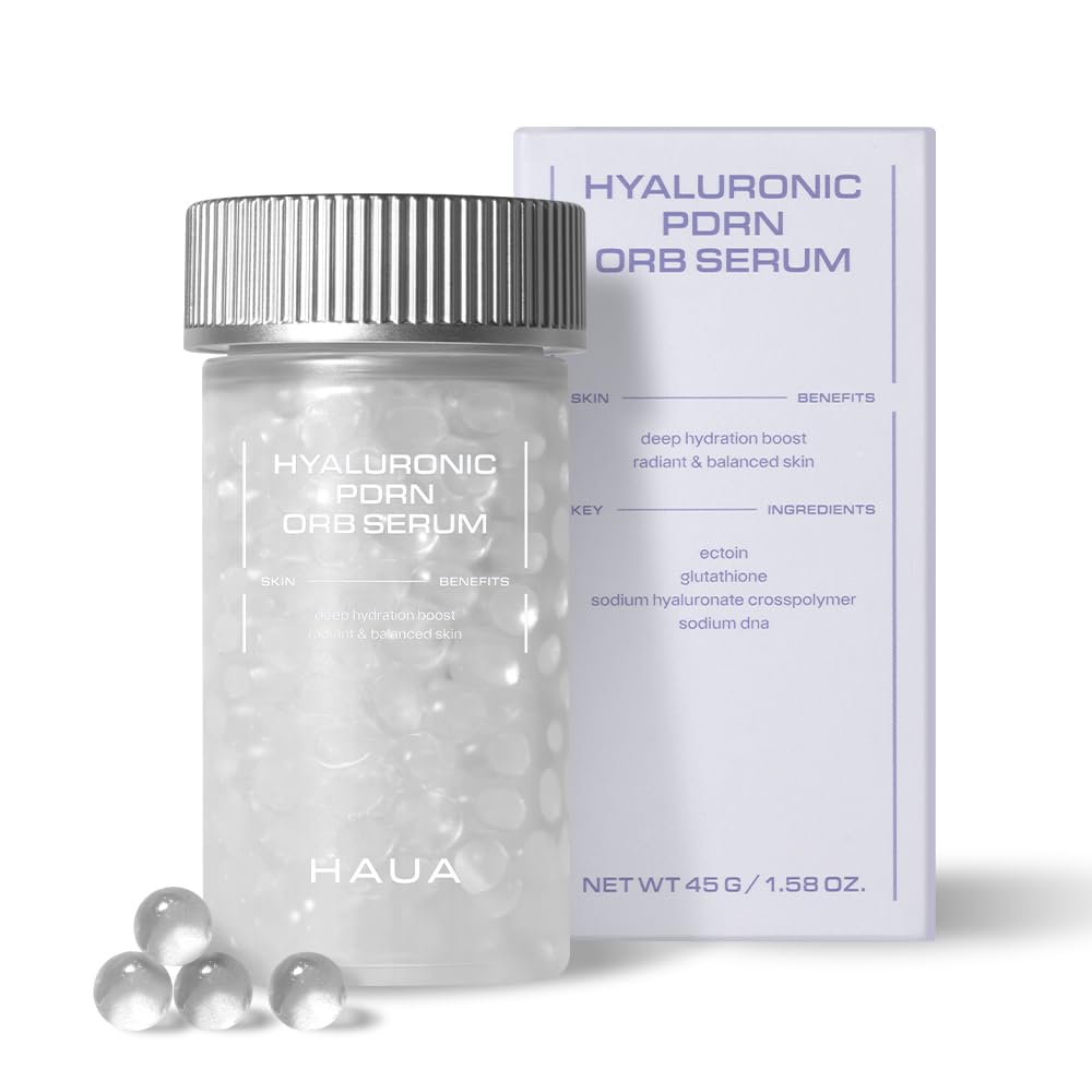 HAUA Hyaluronic PDRN Orb Serum bottle front for deep hydration and radiant skin