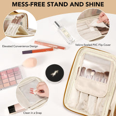HauteHues cosmetic bag three compartments keeps cosmetics organized