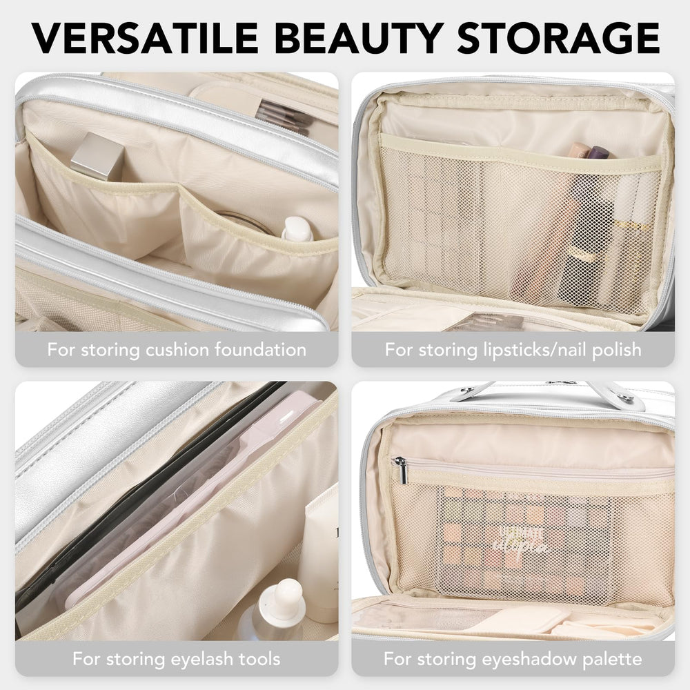 HauteHues free-standing design securely rests on surfaces during travel