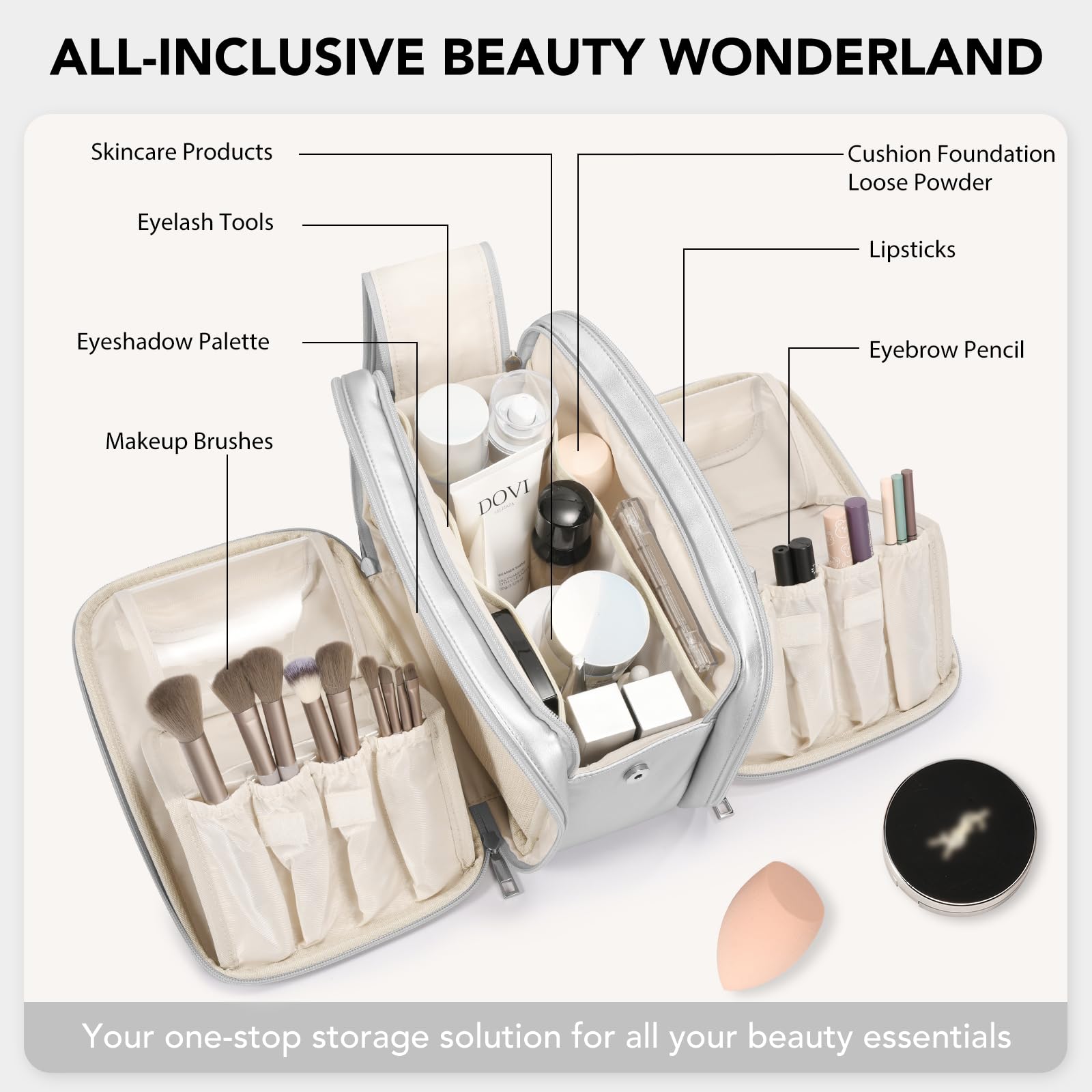 HauteHues interior compartments with multiple pockets for organized storage