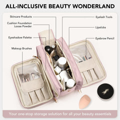 HauteHues three-compartment layout keeps cosmetics and tools neatly organized.