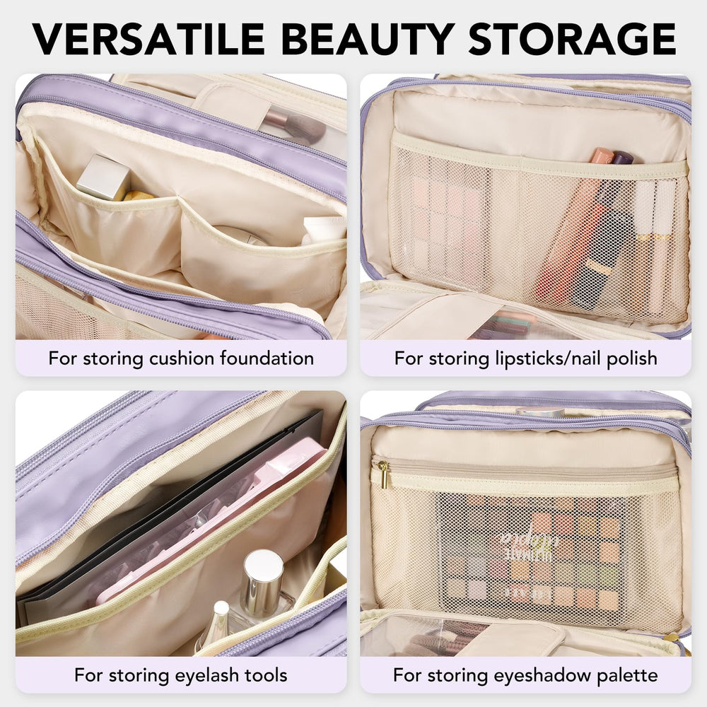 HauteHues free-standing design stands upright for quick makeup access
