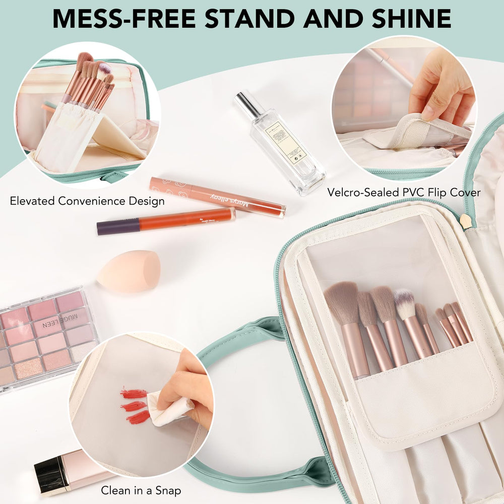 HauteHues large-capacity bag keeps skincare and makeup organized during trips