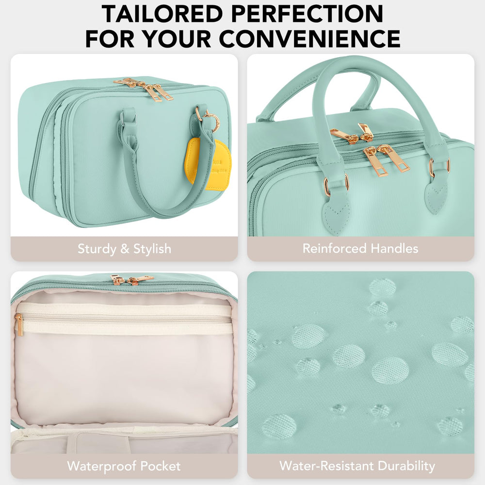HauteHues waterproof nylon exterior resists splashes and travel spills