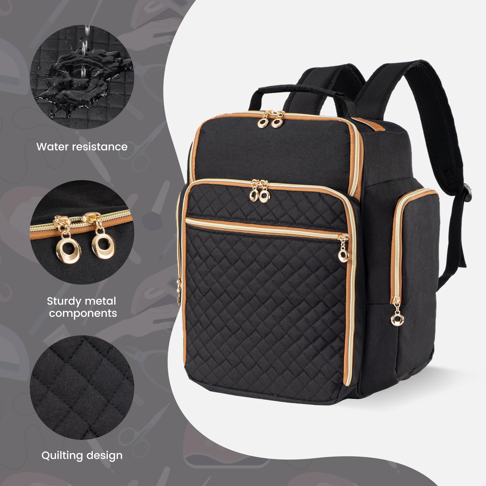 Hautton organizer back with two shoulder straps for hands-free carrying.