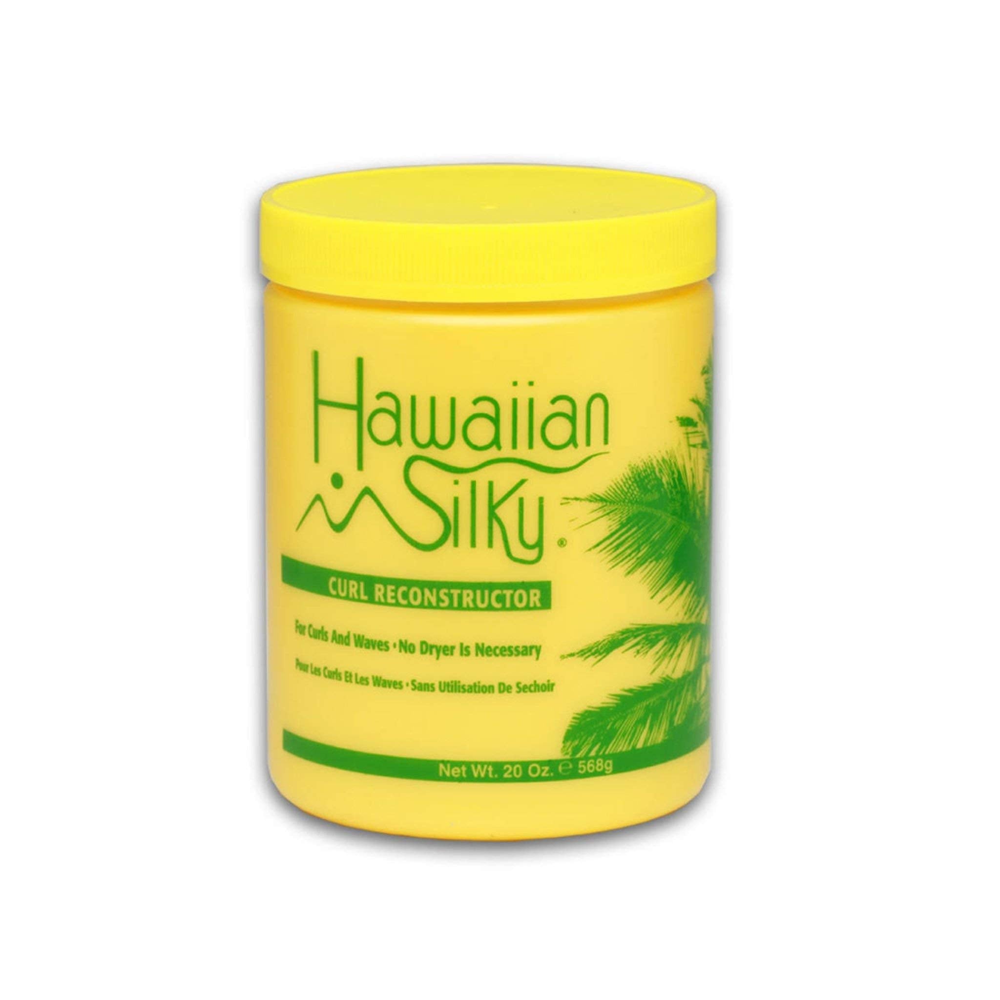Hawaiian Silky curl reconstructor application close-up for smoother, healthier hair.