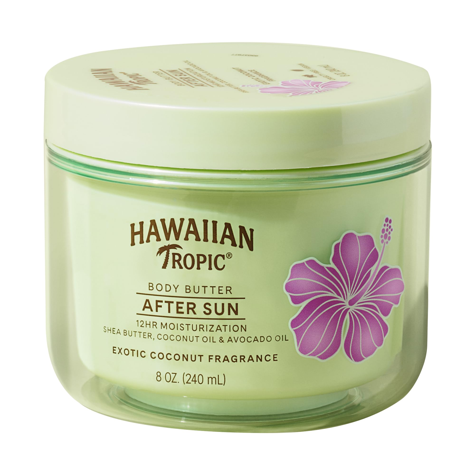 Hawaiian Tropic After Sun Body Butter with coconut oil absorbs quickly for lasting hydration.