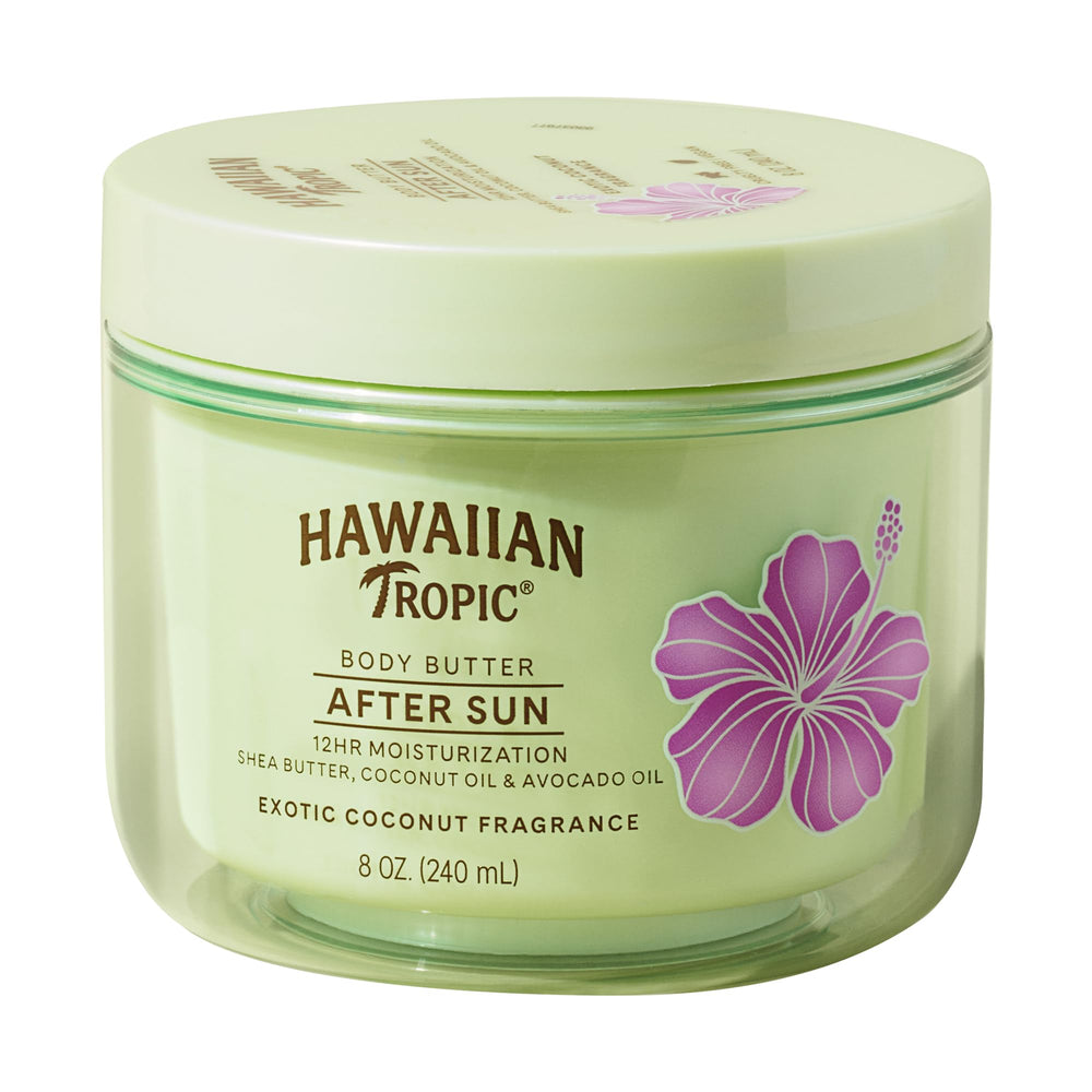 Hawaiian Tropic After Sun Body Butter with coconut oil absorbs quickly for lasting hydration.